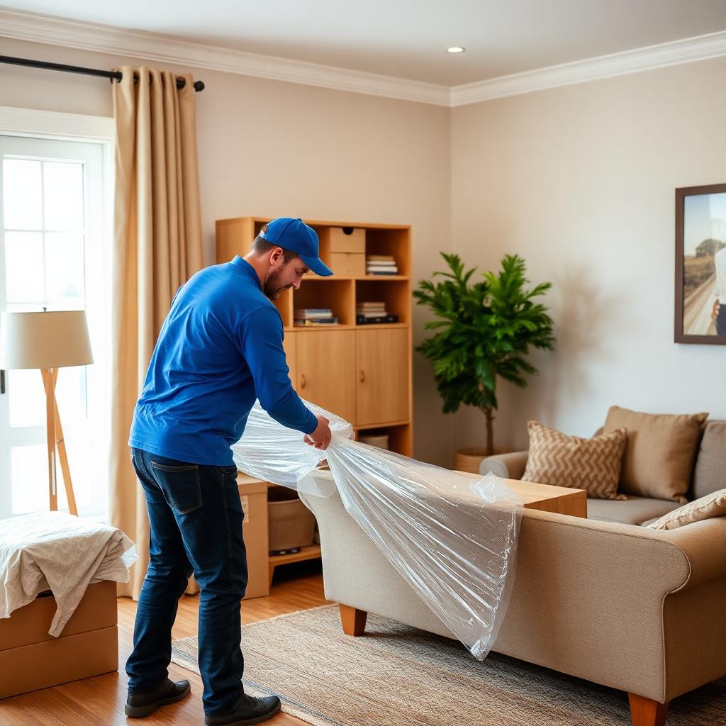 Jack Packers professional wrapping furniture in a Rohtak home