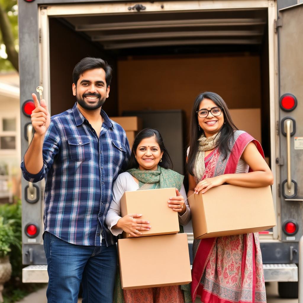 Happy family after successful home shifting by Jack Packers in Rohtak